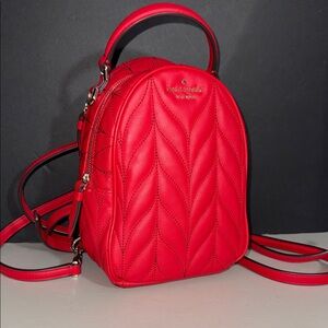 Kate Spade Red mini chile Quilted multi way crossbody top handle Backpack